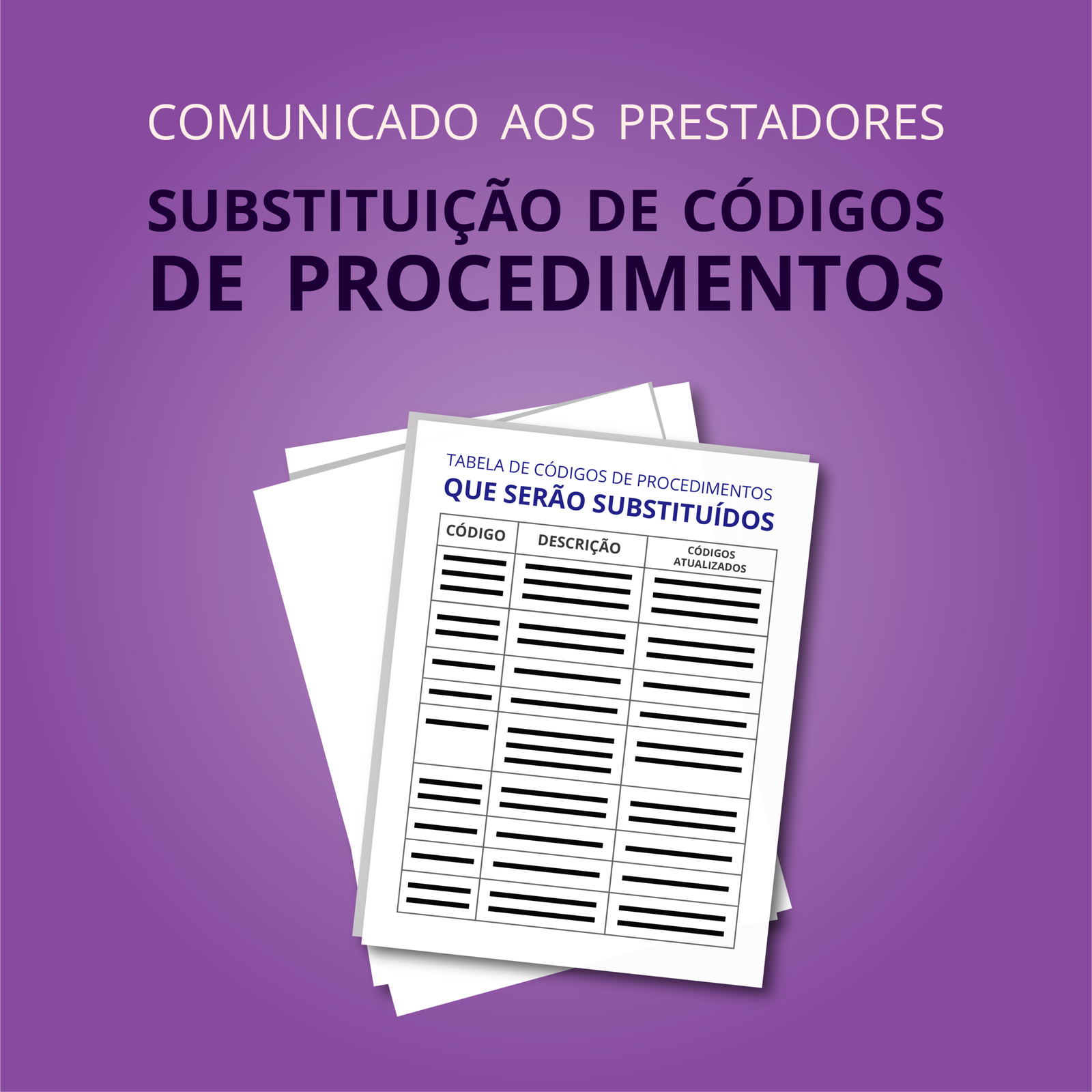Codigo Procedimentos Substituidos